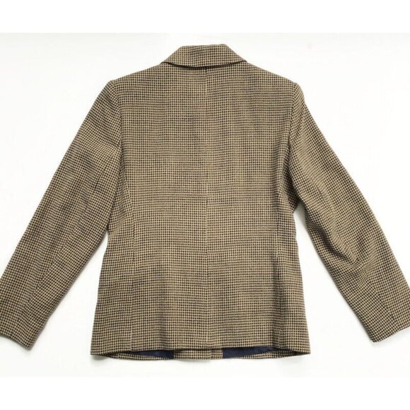 Talbots Vintage Houndstooth Blazer Jacket Womens Size 4 Brown Worsted Wool USA - Picture 11 of 11
